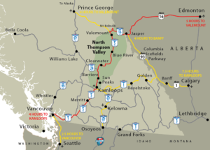 North Thompson Valley in map of Western Canada